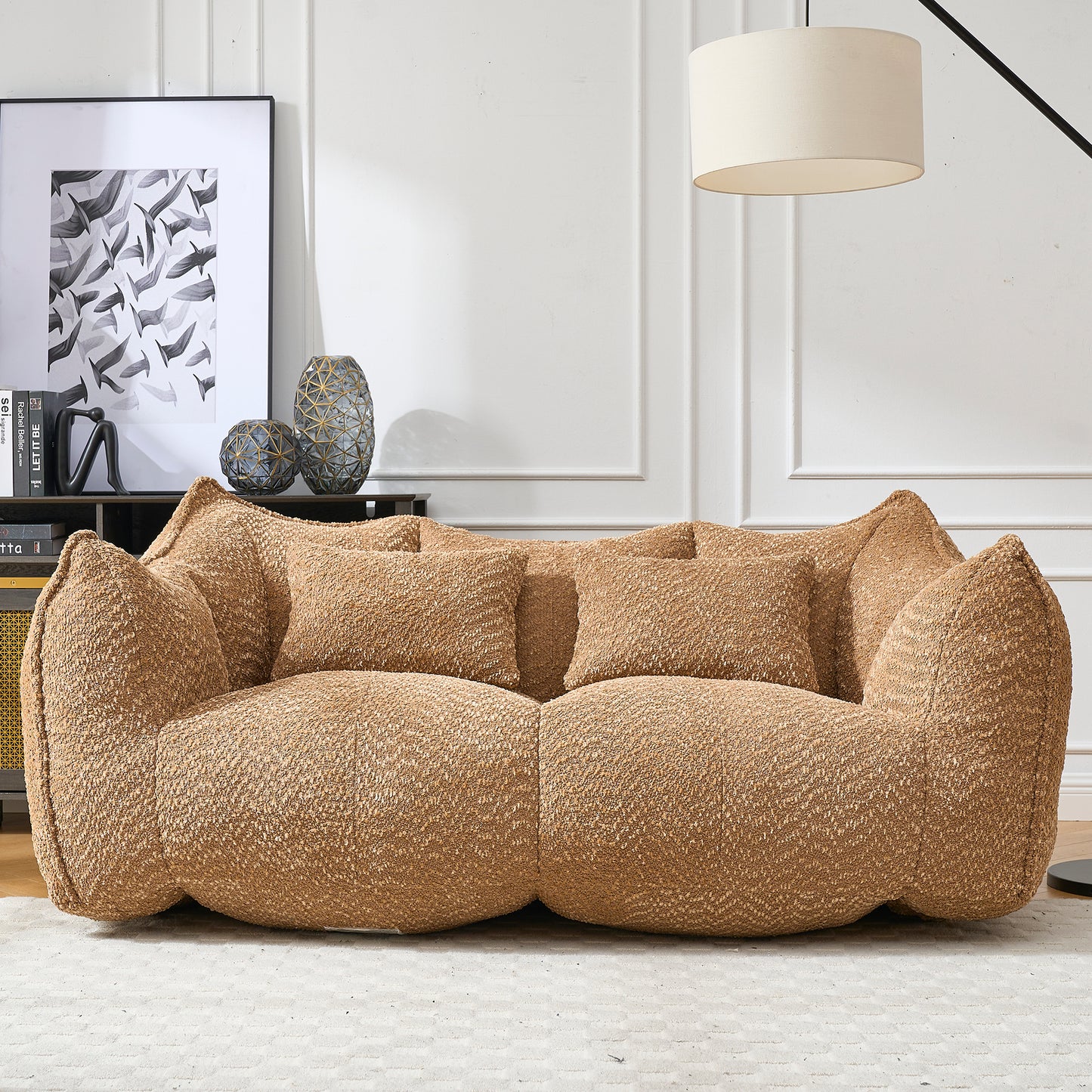 Comfortable Beanbag Chair for Two - Coffee Chenille Sofa