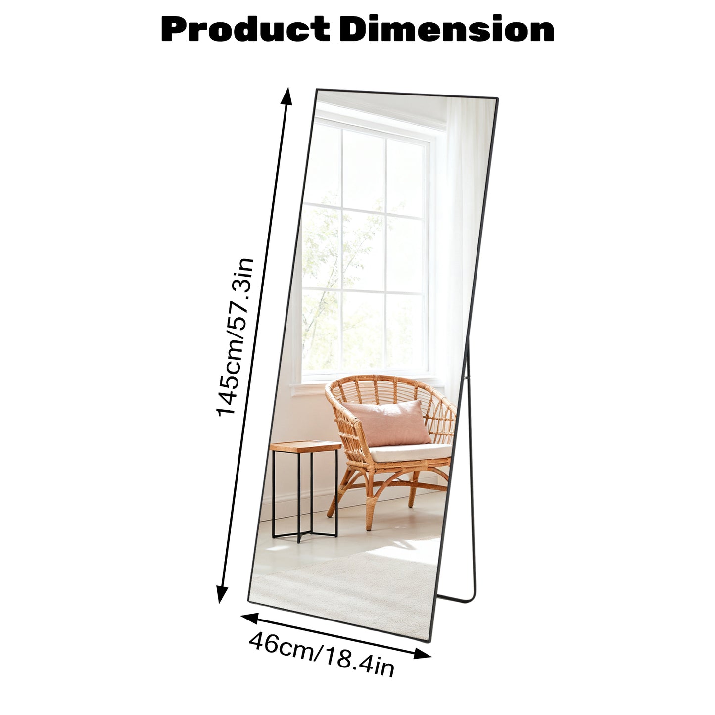 Rectangle Full Length Standing Mirror - Shatterproof Floor Mirror