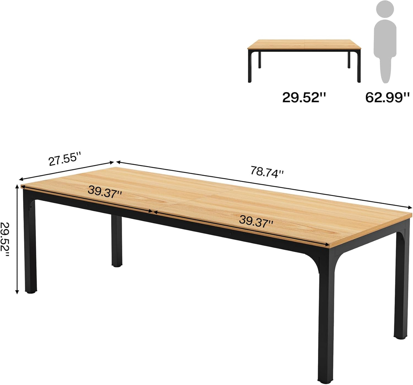 Rectangle Executive Office Desk - Walnut - Dual Workstation