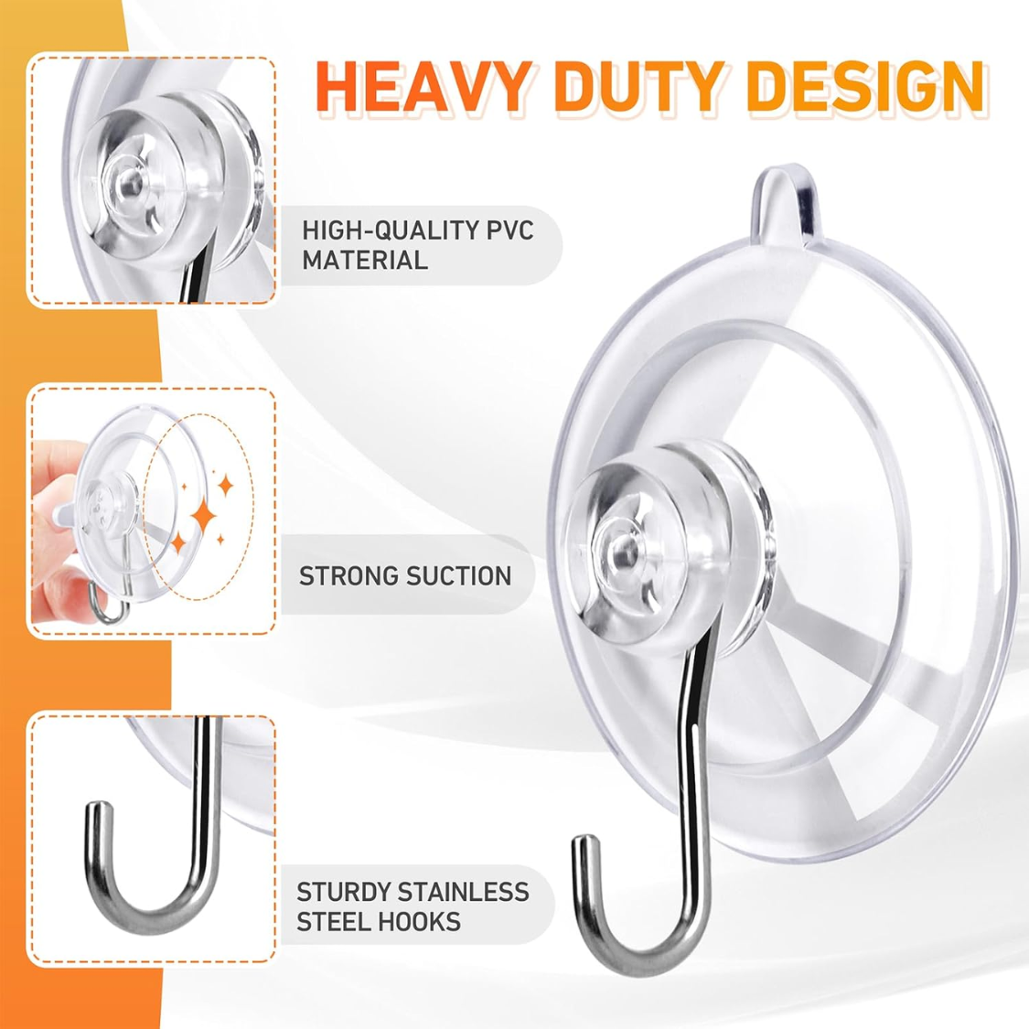 Suction Cup Hooks - 12 Pack Clear Medium Reusable Hooks