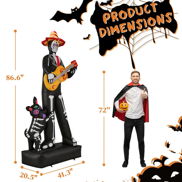 7.3ft Halloween Inflatable Ghost Musician with Dog - 6 LEDs