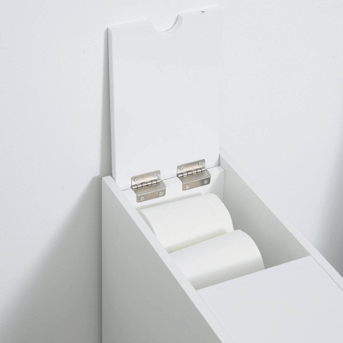Narrow Bathroom Storage Cabinet with Drawers - White