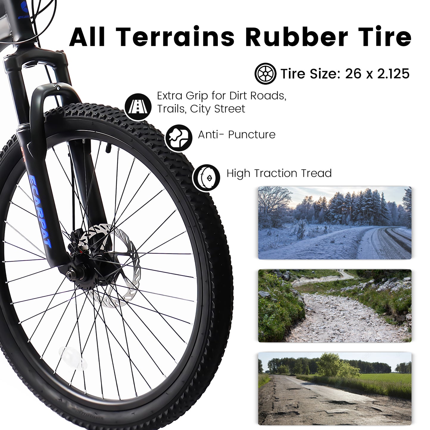 26 Inch Mountain Bike with 21-Speed Disc Brakes - Black