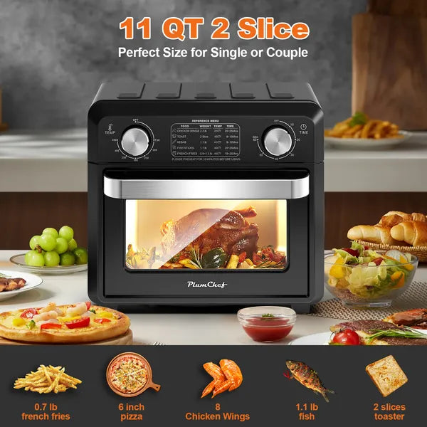 11QT Compact Air Fryer Toaster Oven - 1000W Countertop Convection Oven with Model ATS10K3