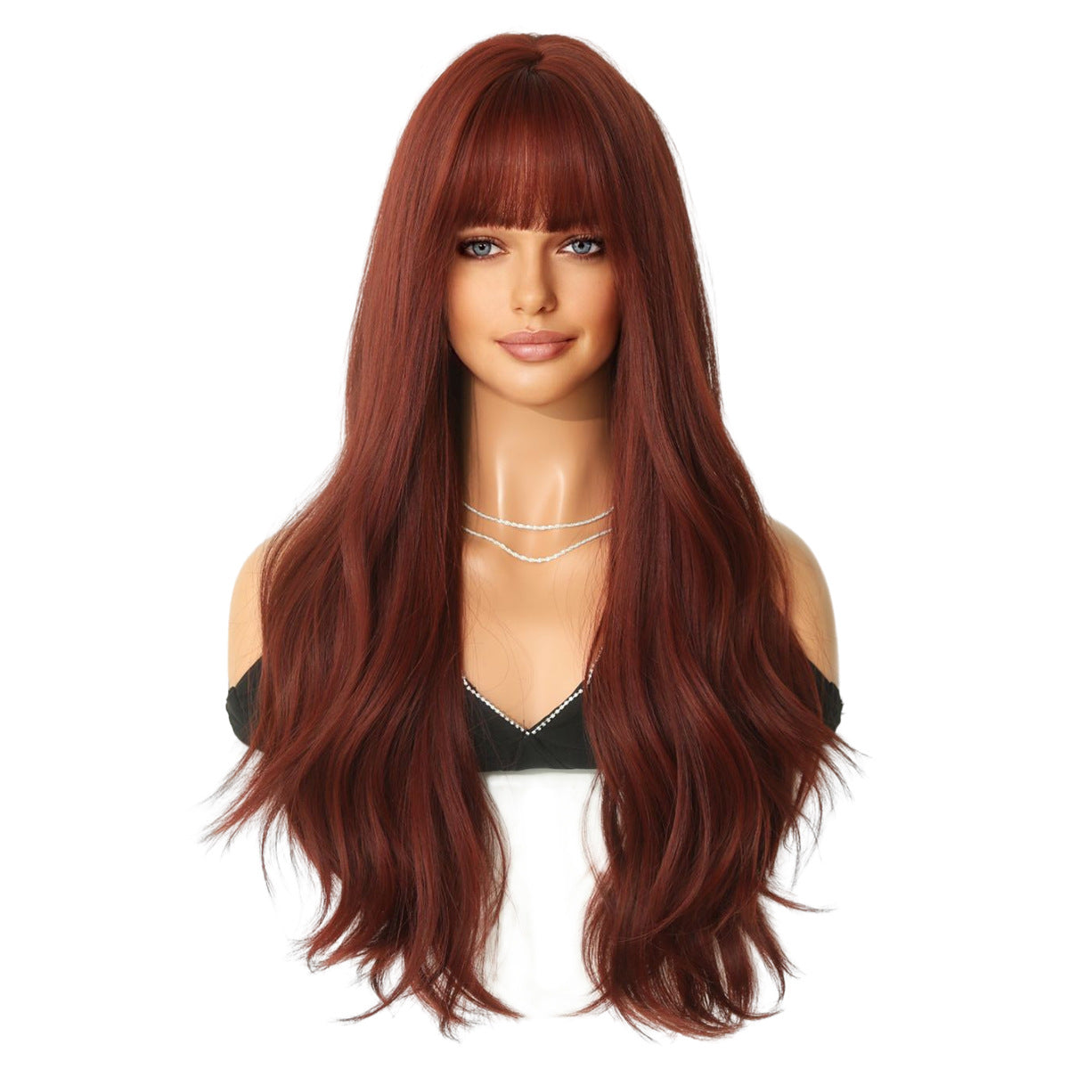 Long Curly Wig with Bangs - High Temperature Synthetic Hair