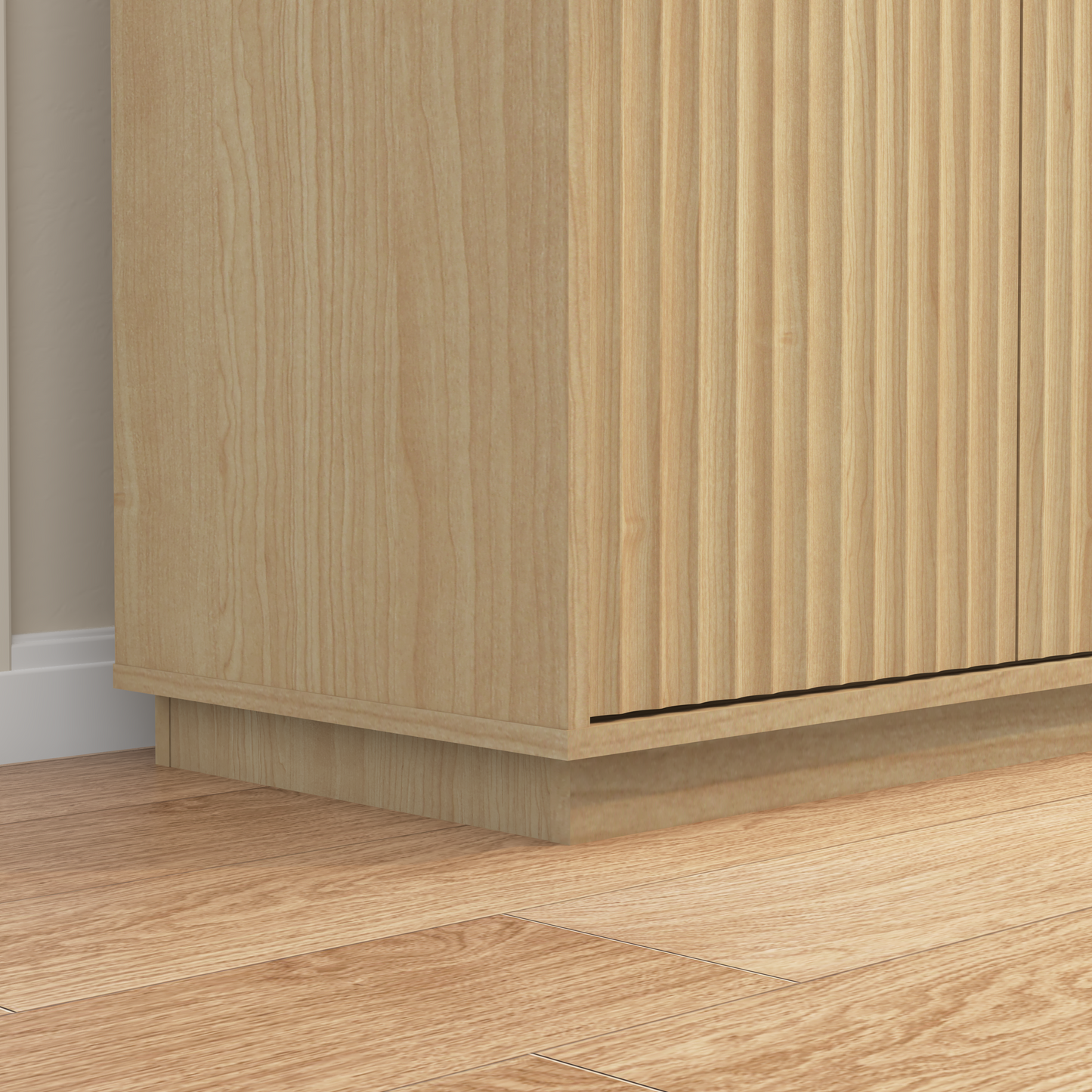 Natural 4-Door Sideboard Buffet Cabinet with Power Outlet