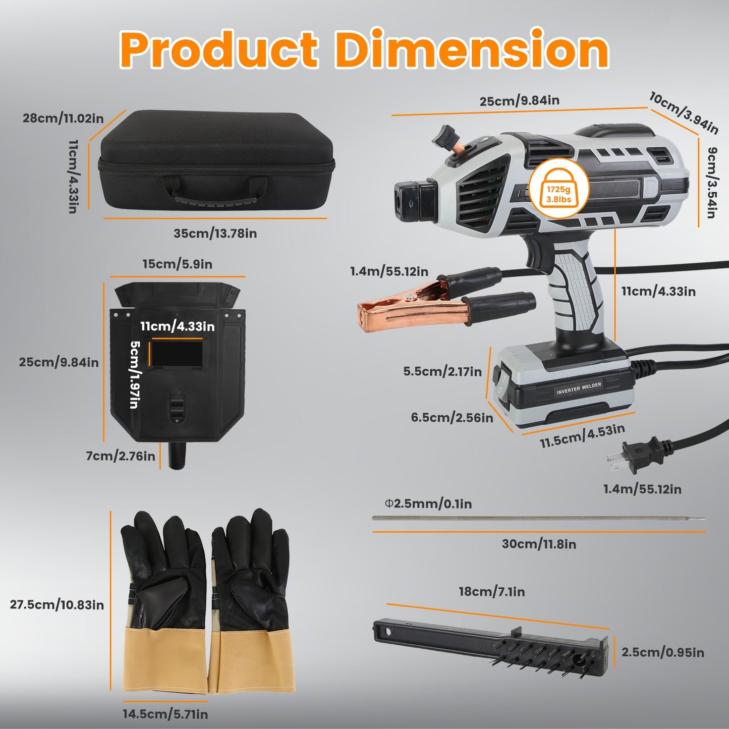 Portable 110V 120Amp Welding Machine with Accessories - Handheld ARC Welder