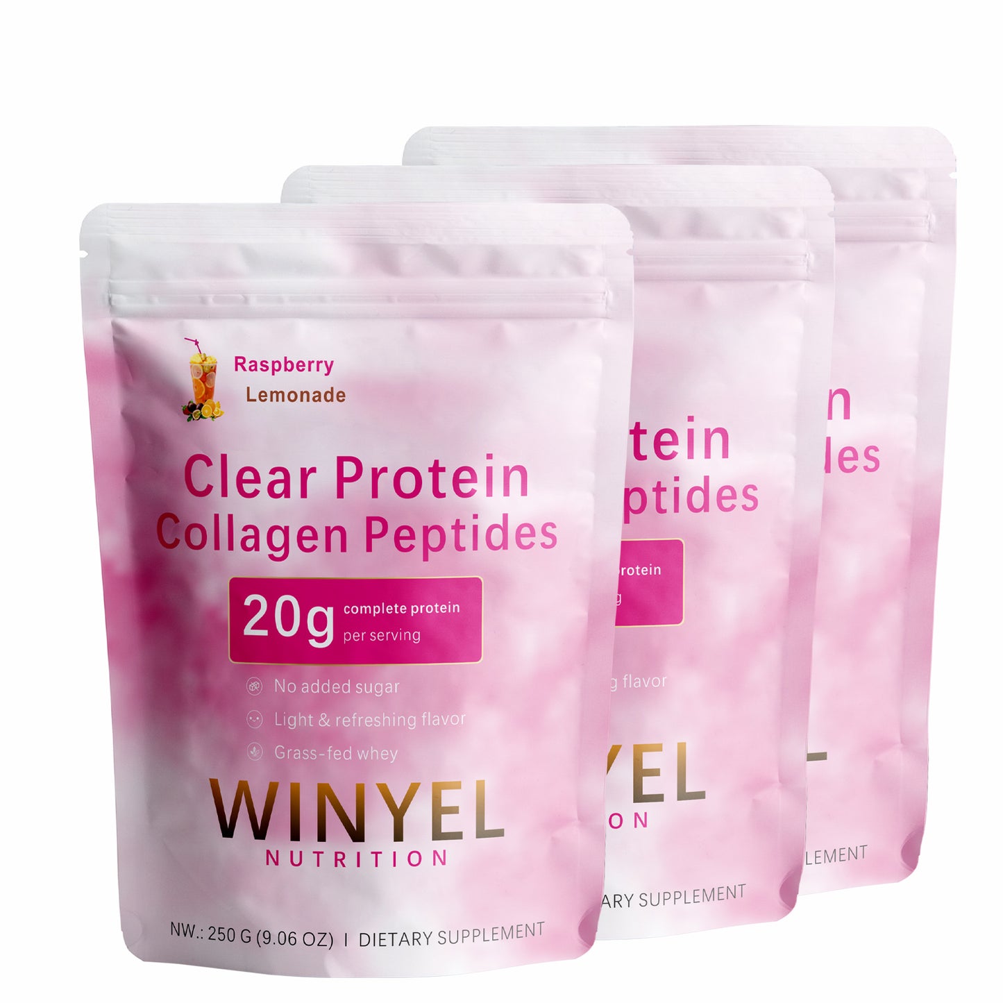 Clear Protein Collagen Peptides Powder - Raspberry Lemonade, Grass-Fed Whey