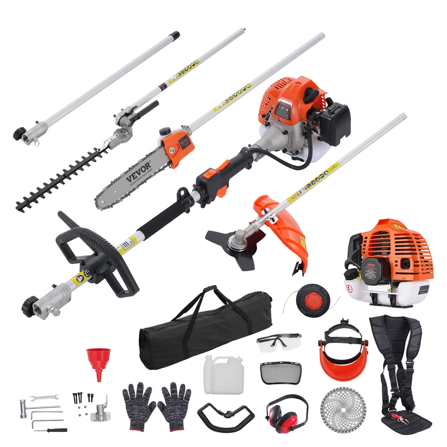 6-in-1 Multi-Functional Gas Trimming & Garden Tool Set - Hedge, Pruner, Pole Saw