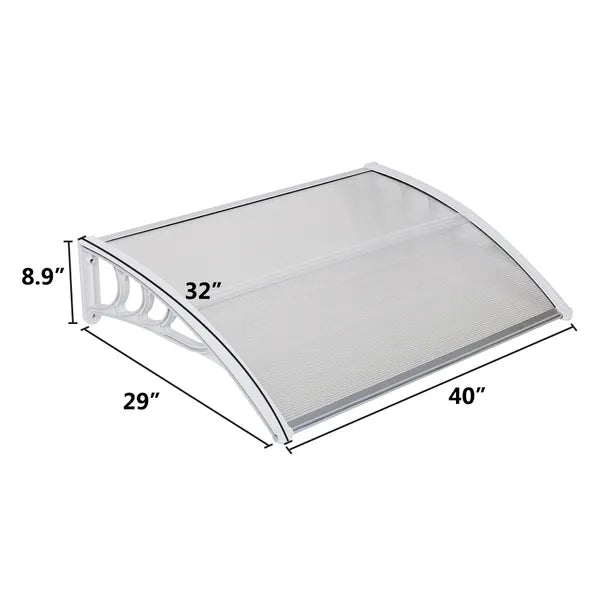 Eaves Canopy Rain Cover - Transparent Polycarbonate 100x80 cm