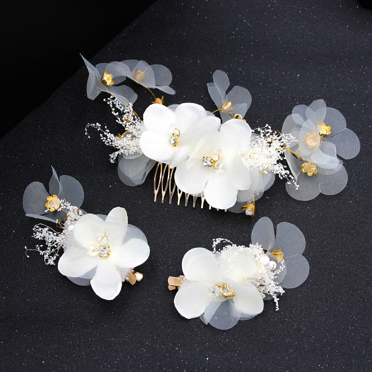 White Hair Comb Set of 3 - Japanese Style