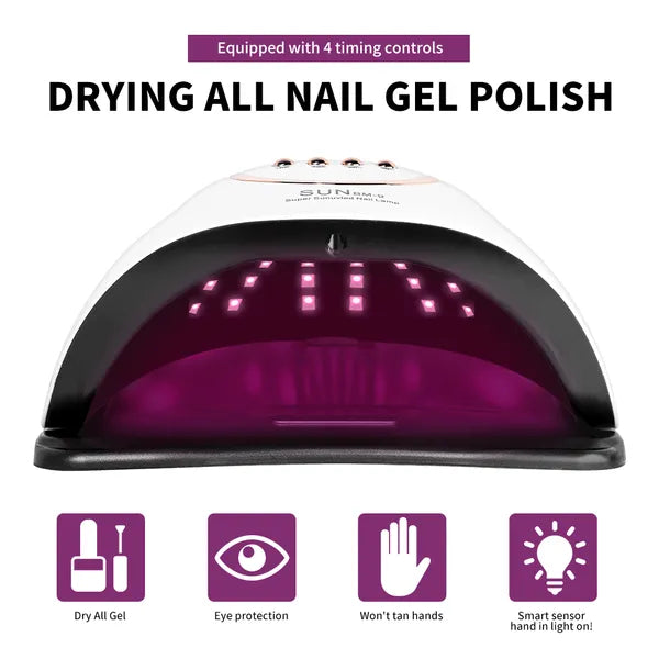 280W UV LED Nail Lamp - Professional Gel Polish Curing Dryer with Timer