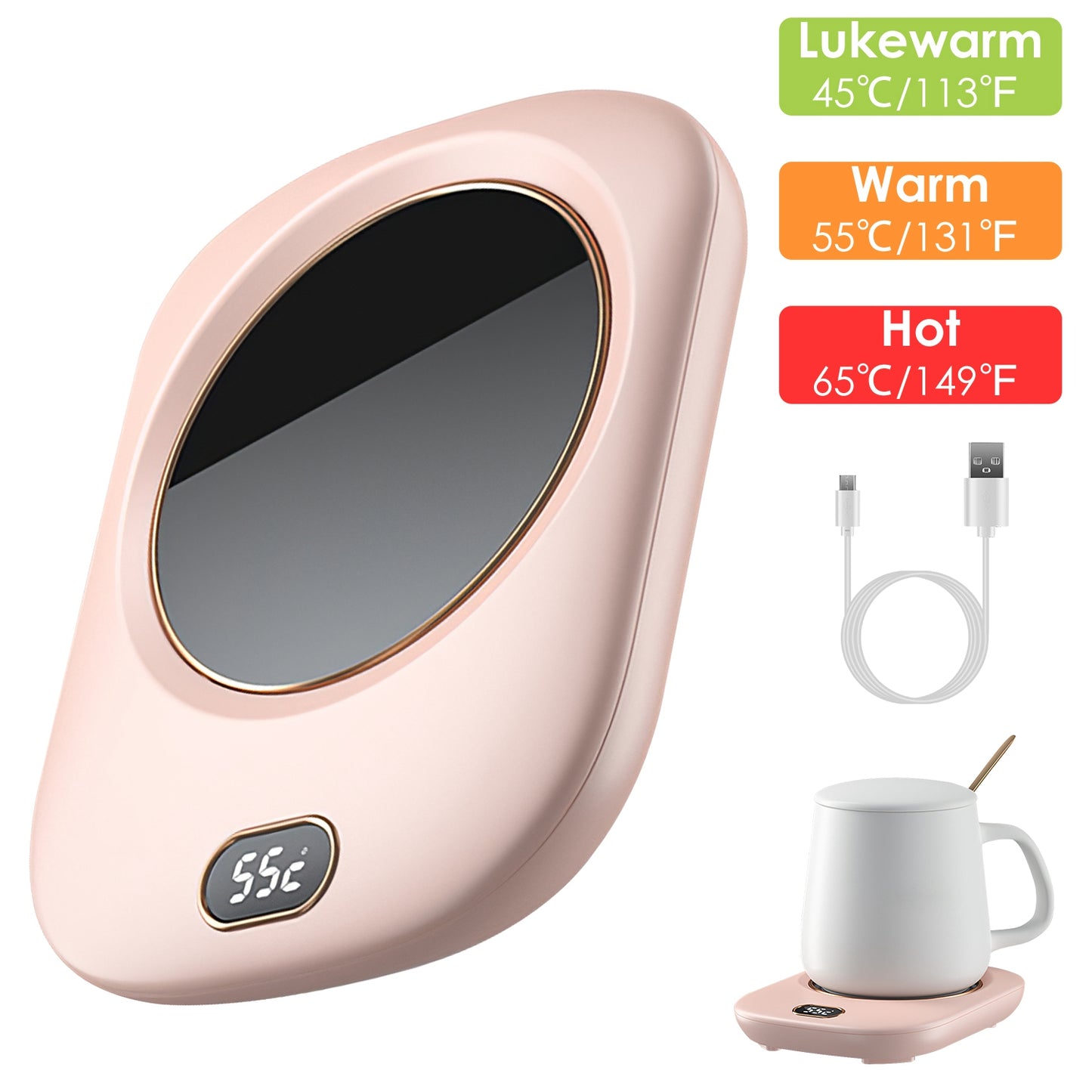 Electric Coffee Mug Warmer with 3 Temperature Settings - USB