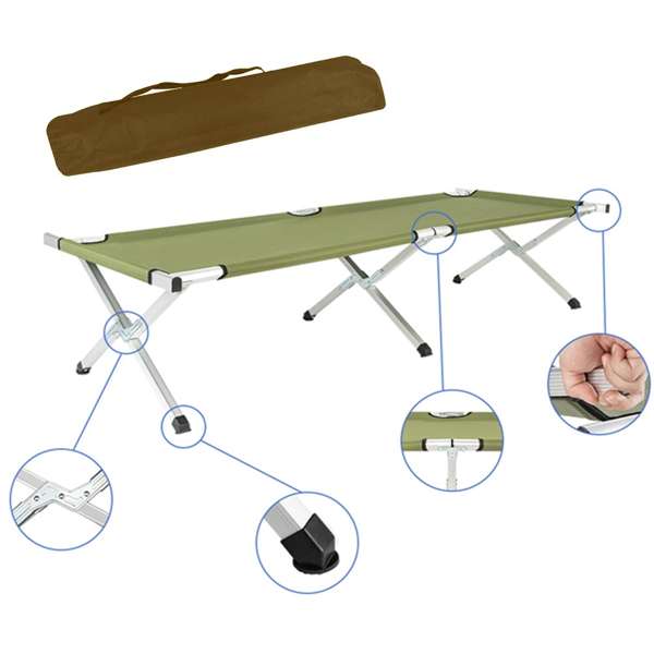 Portable Folding Camping Cot with Carrying Bag - Army Green