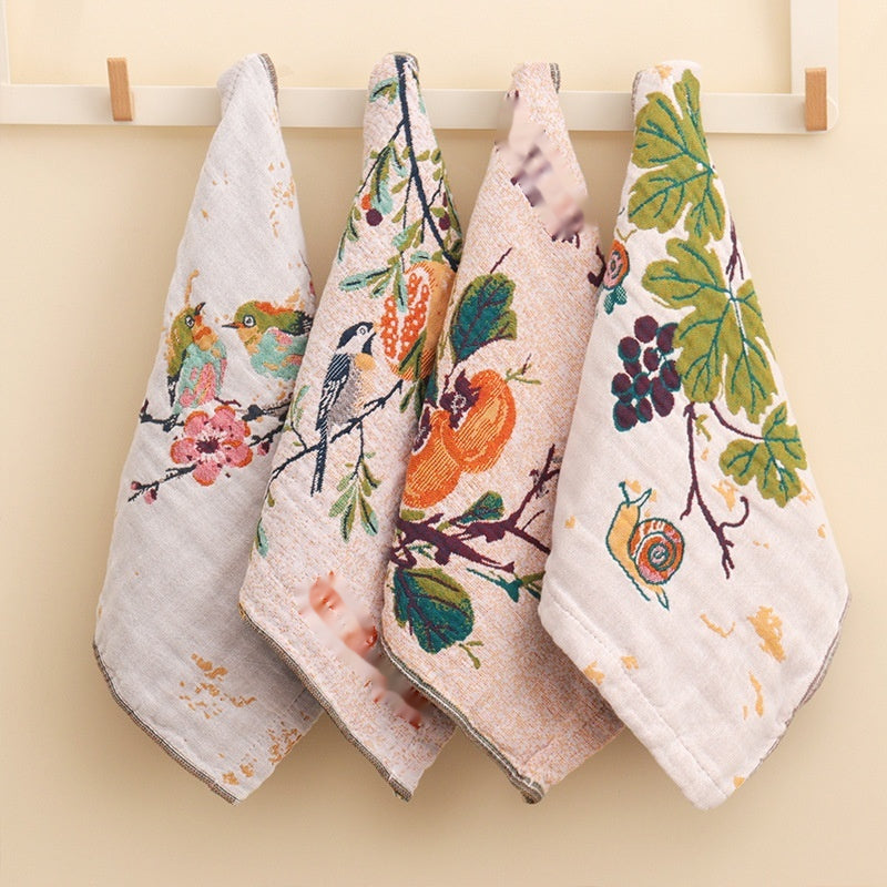 Cotton Gauze Face Towels Set - 4 Harvest Style 36x36cm for Home & Family