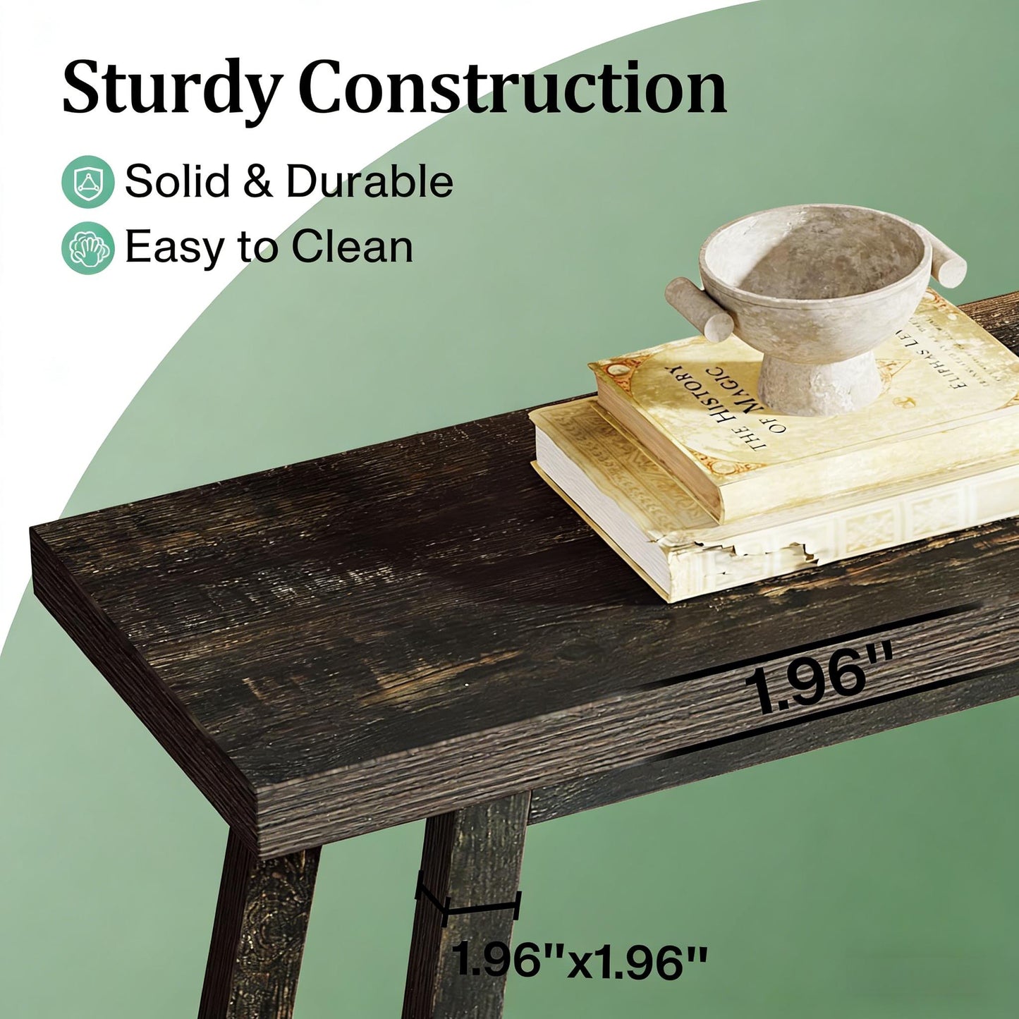 2-Tier Console Table - Rustic Farmhouse Side Table - Dark Brown