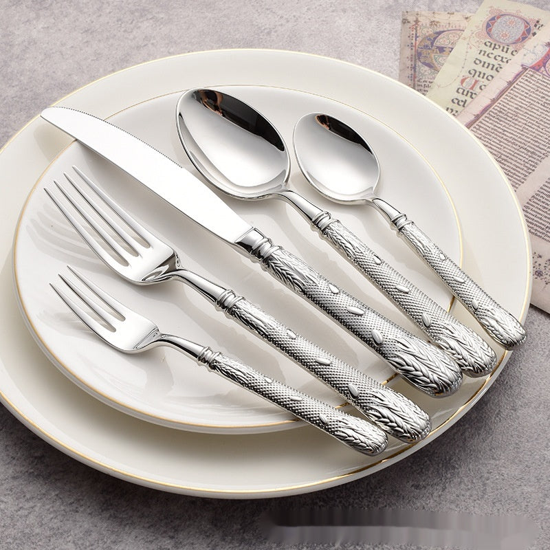 Stainless Steel Cutlery Set - Knife Fork Spoon Dinnerware with Handle USPs