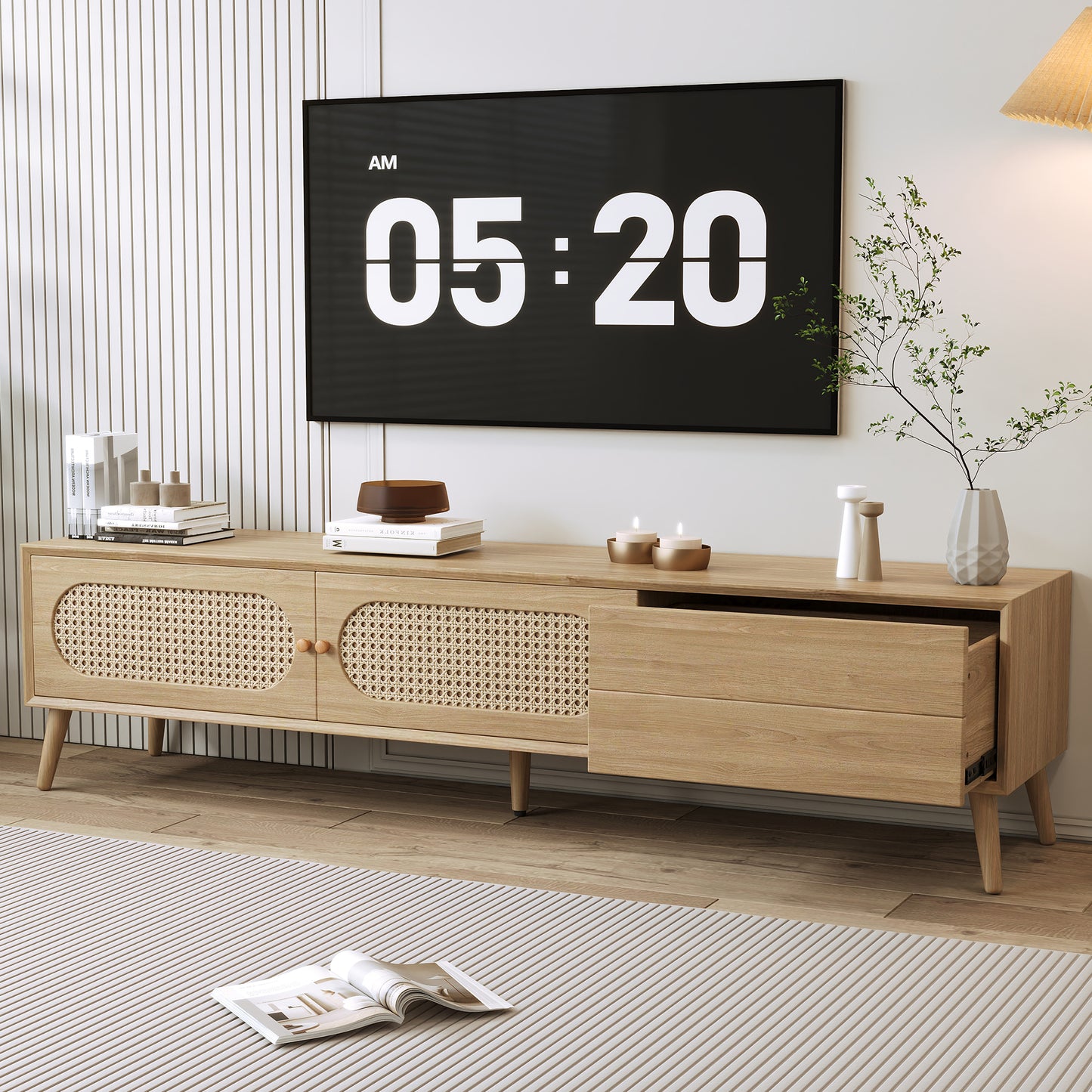 Boho TV Stand for TVs Up to 80'' - Modern Farmhouse Media Console