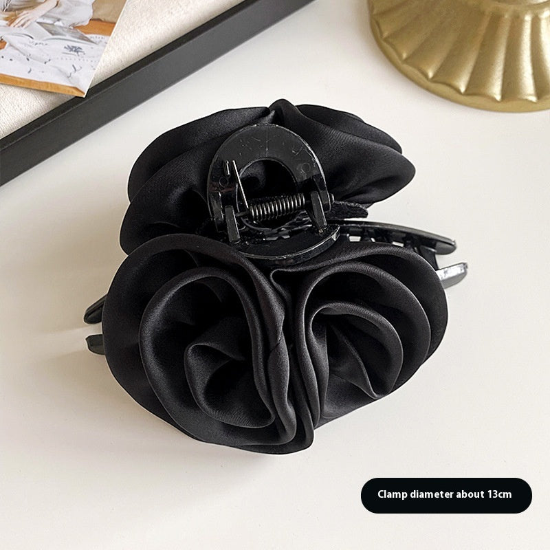 Elegant Rose Flower Hair Clip for Women Satin Hair Accessories