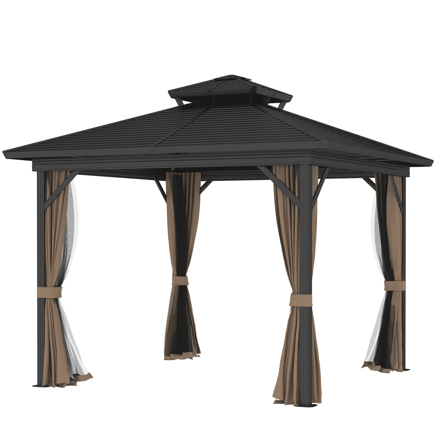 10x10 Hardtop Gazebo with Aluminum Frame and Metal Roof