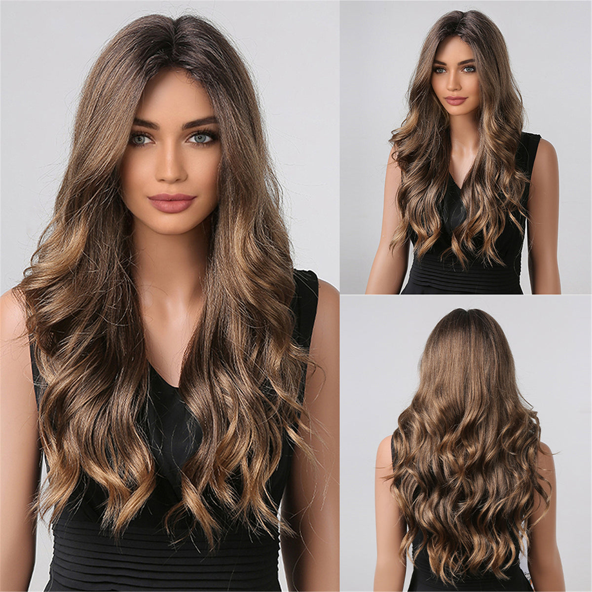 Gradient Brown Curly Long Hair Wig - 26 Inch