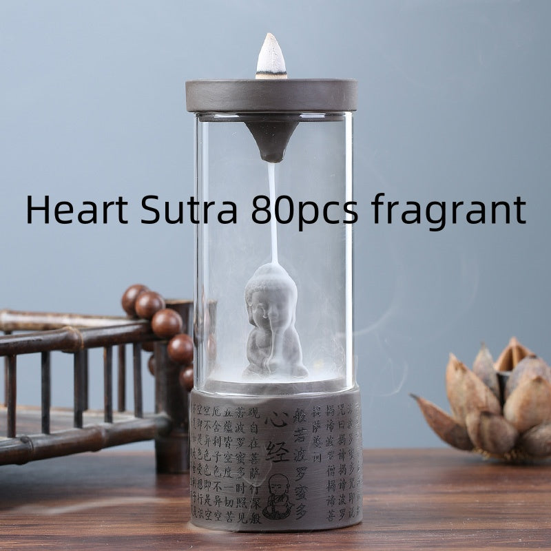Ceramic Incense Burner for Backflow Smoke with Lotus Design - Home Fragrance Decor