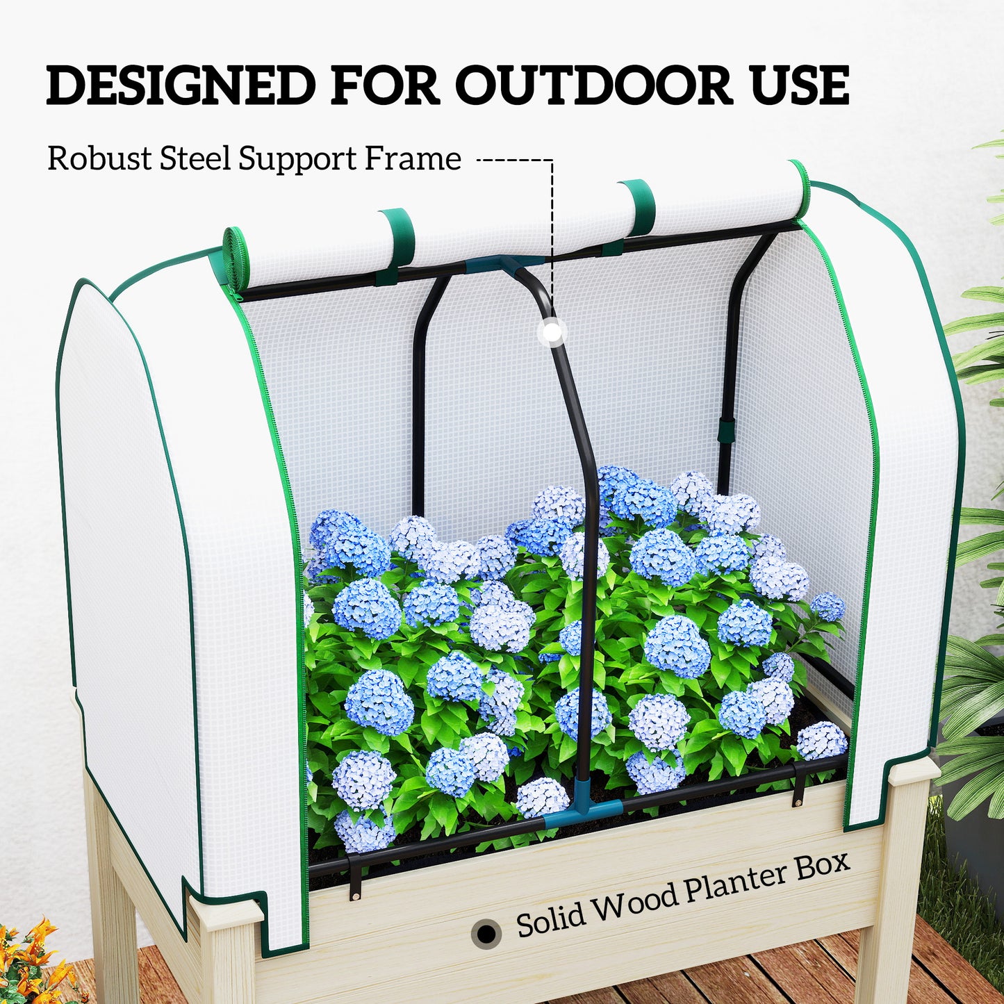 Outdoor Raised Garden Bed with PE Greenhouse Cover - 35x22x47 Inches