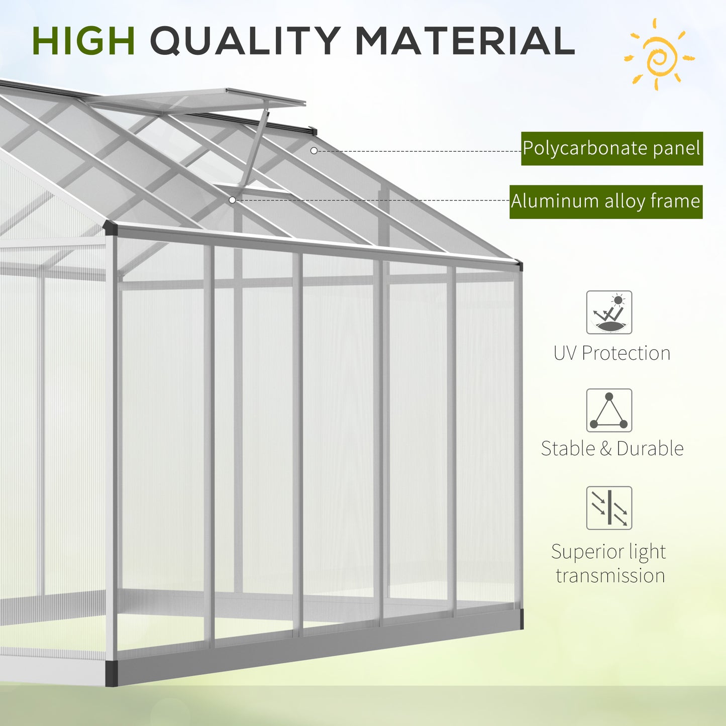 10ft x 6ft Walk-In Polycarbonate Greenhouse for Winter Gardening