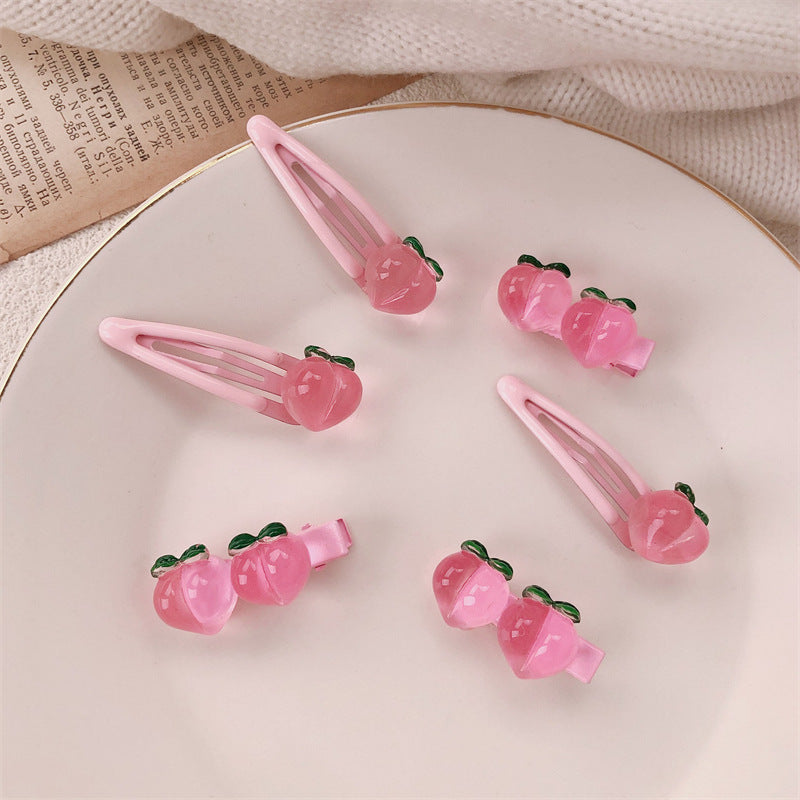 Pink Peach Hair Clips Set for Girls - Sweet Hair Accessories