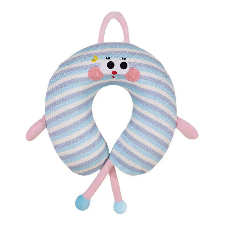 Kids Memory Foam U-Shaped Neck Pillow with 3D Limbs & Handle - Travel & Car Seat Support