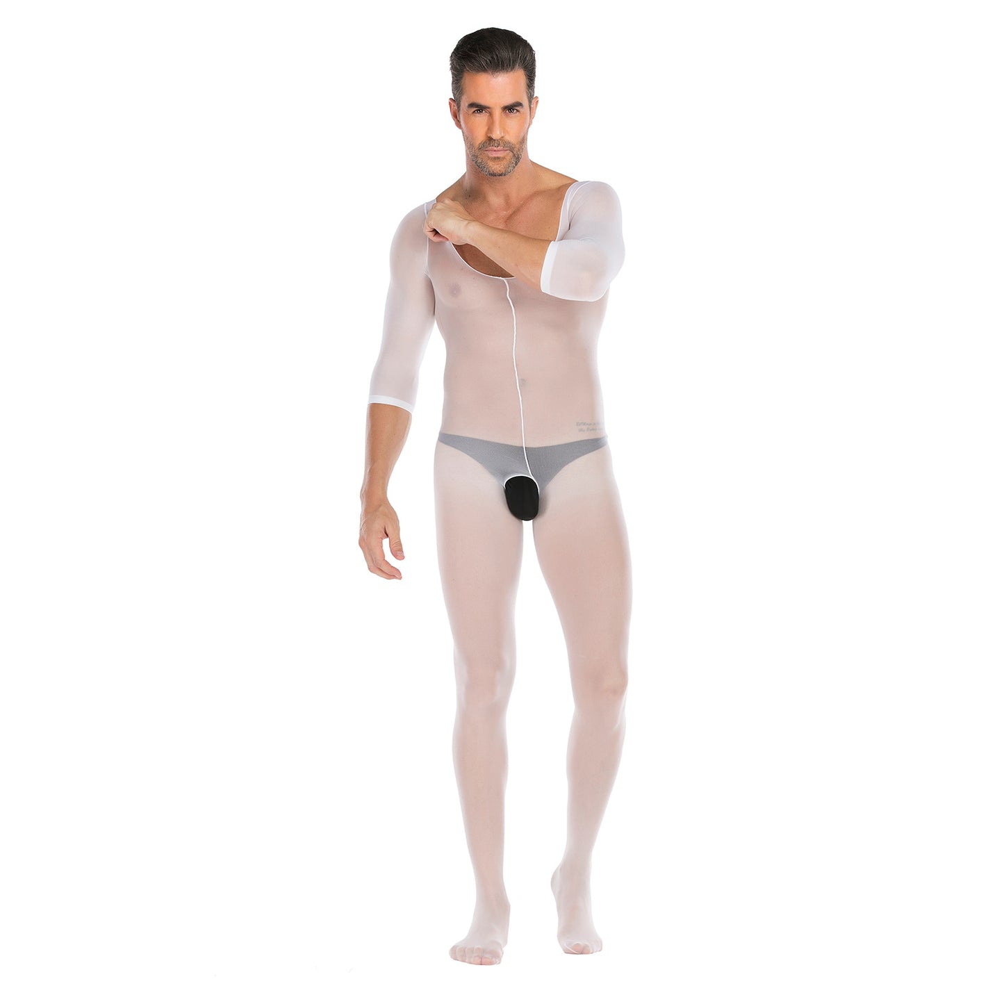White Long Sleeve Jumpsuit for Men - Casual Wear, Comfortable Fit