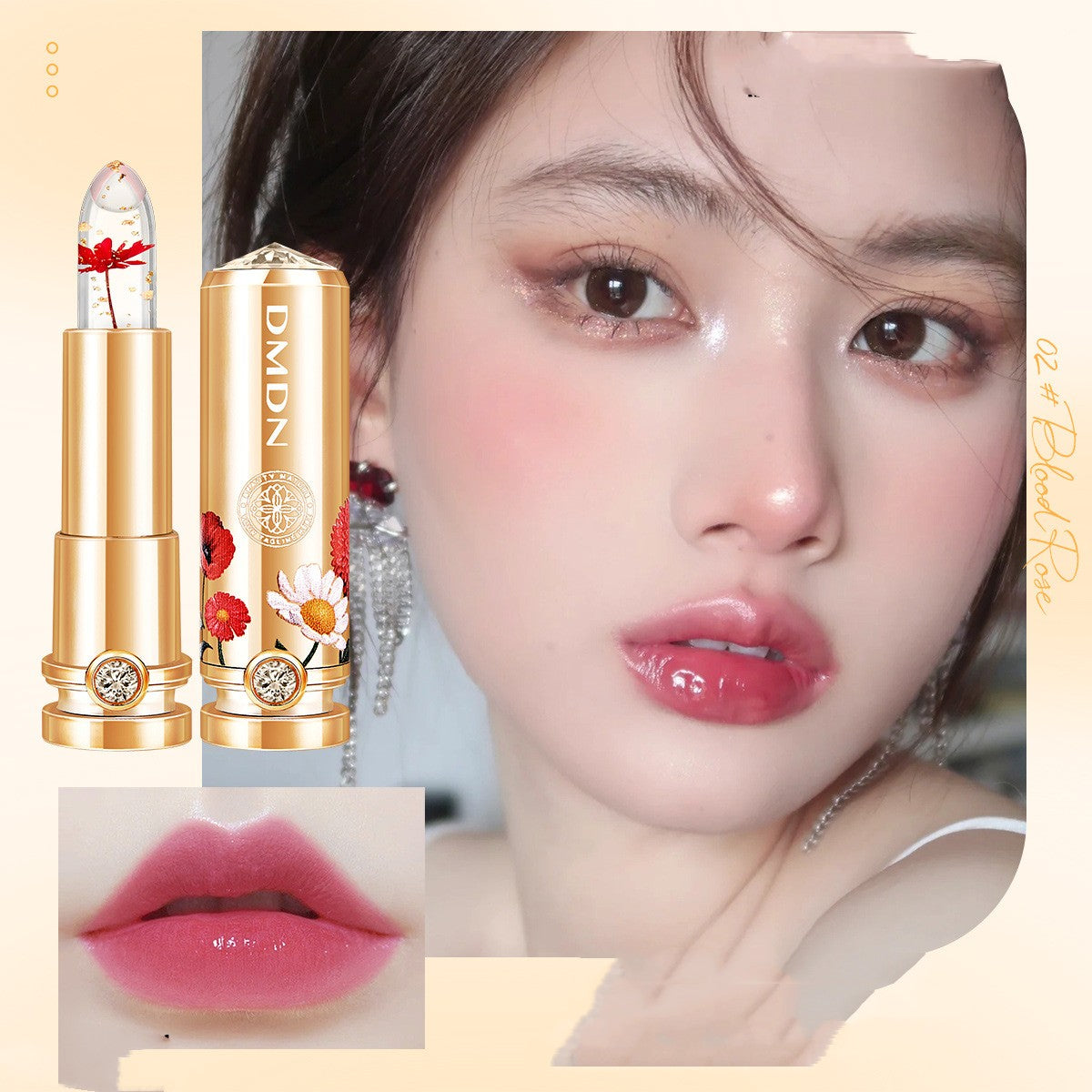 Temperature Change Lipstick with Gold Foil Effects - Moisturizing & Long-Lasting