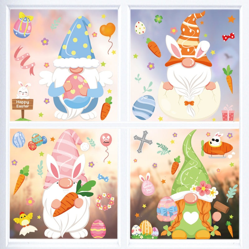 Cute Easter Bunny Stickers for Holiday Decor - PVC 20x30cm Set