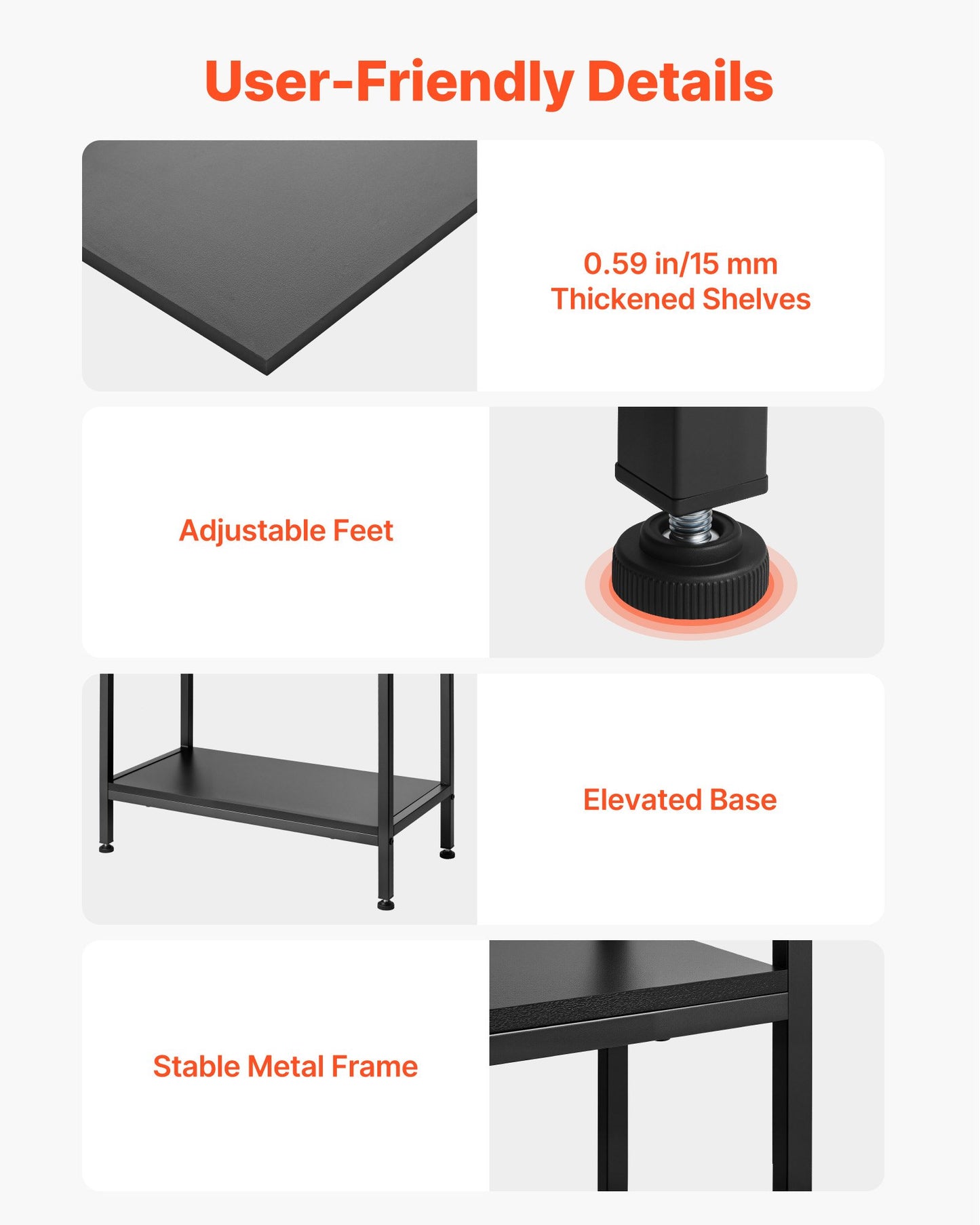 4-Tier Open Bookshelf with Metal Frame - Tall Industrial Bookcase for Office & Living Room, Black