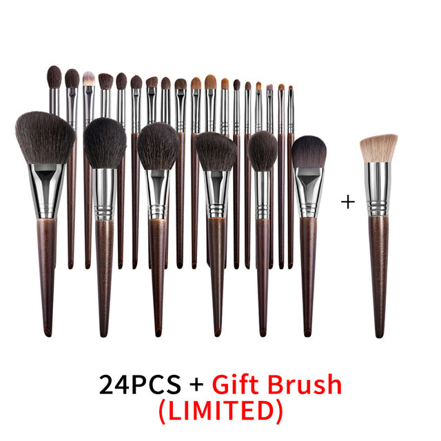 Natural Makeup Brush Set with Goat Hair - 22/24 Pieces for Face & Eyes