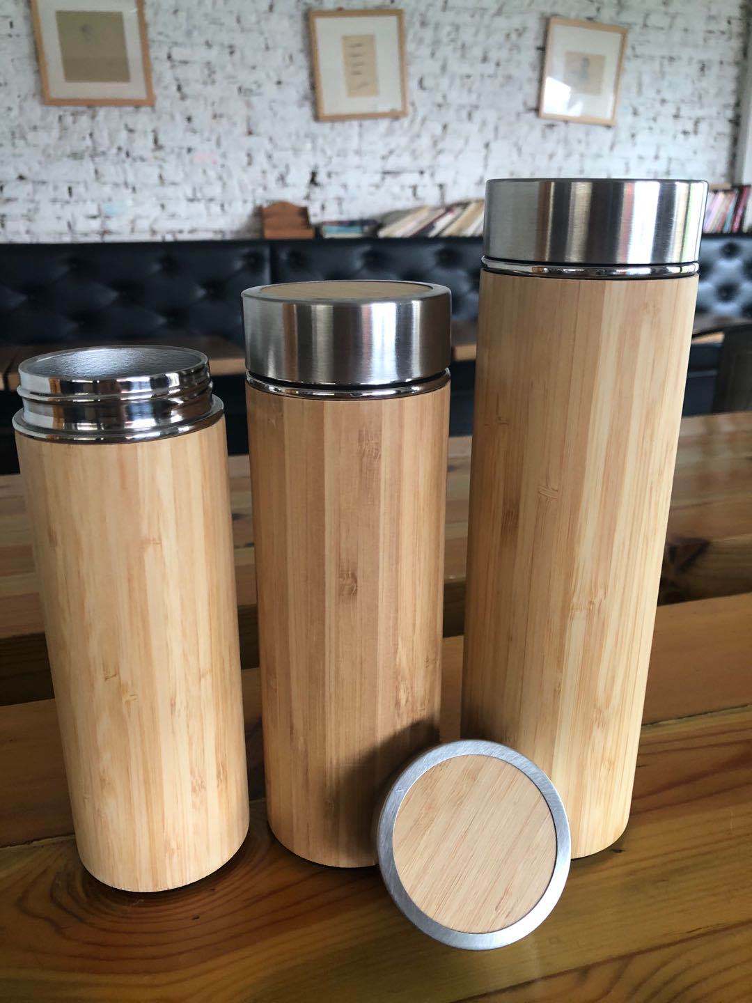 500ml Stainless Steel Bamboo Shell Insulated Water Cup - Tea & Coffee Travel Mug