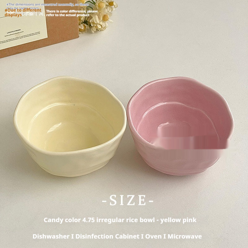 Candy Color Ceramic Rice Bowl - Irregular Modern Dinnerware for Adults