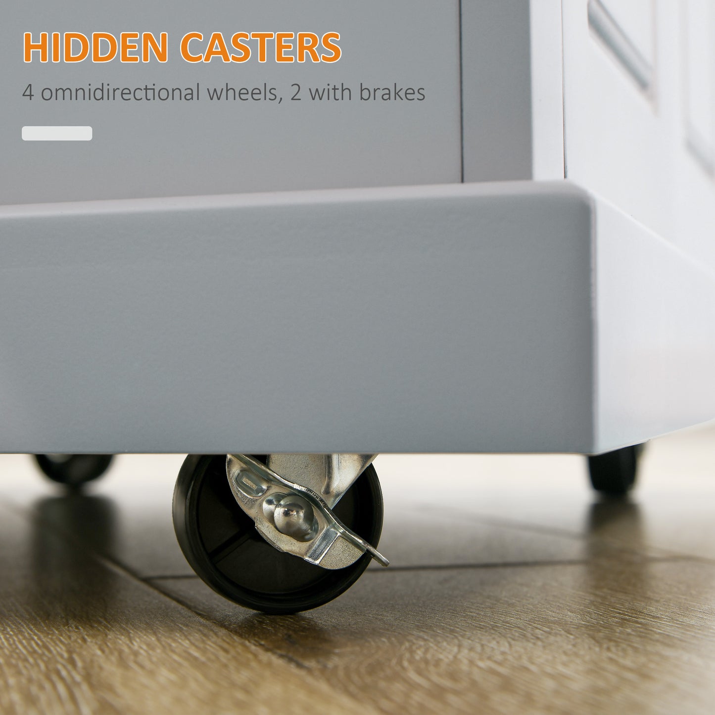 Portable Kitchen Island Cart with Drawer & Adjustable Shelf - Grey