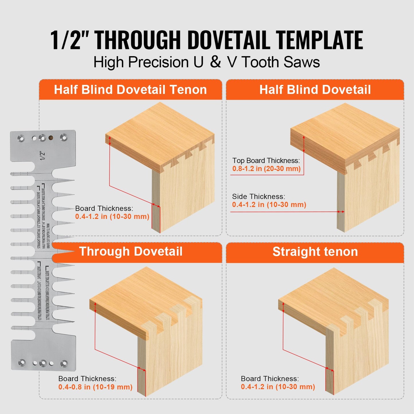 12-Inch Dovetail Jig with 4 Router Bits & Templates for Precise Woodworking
