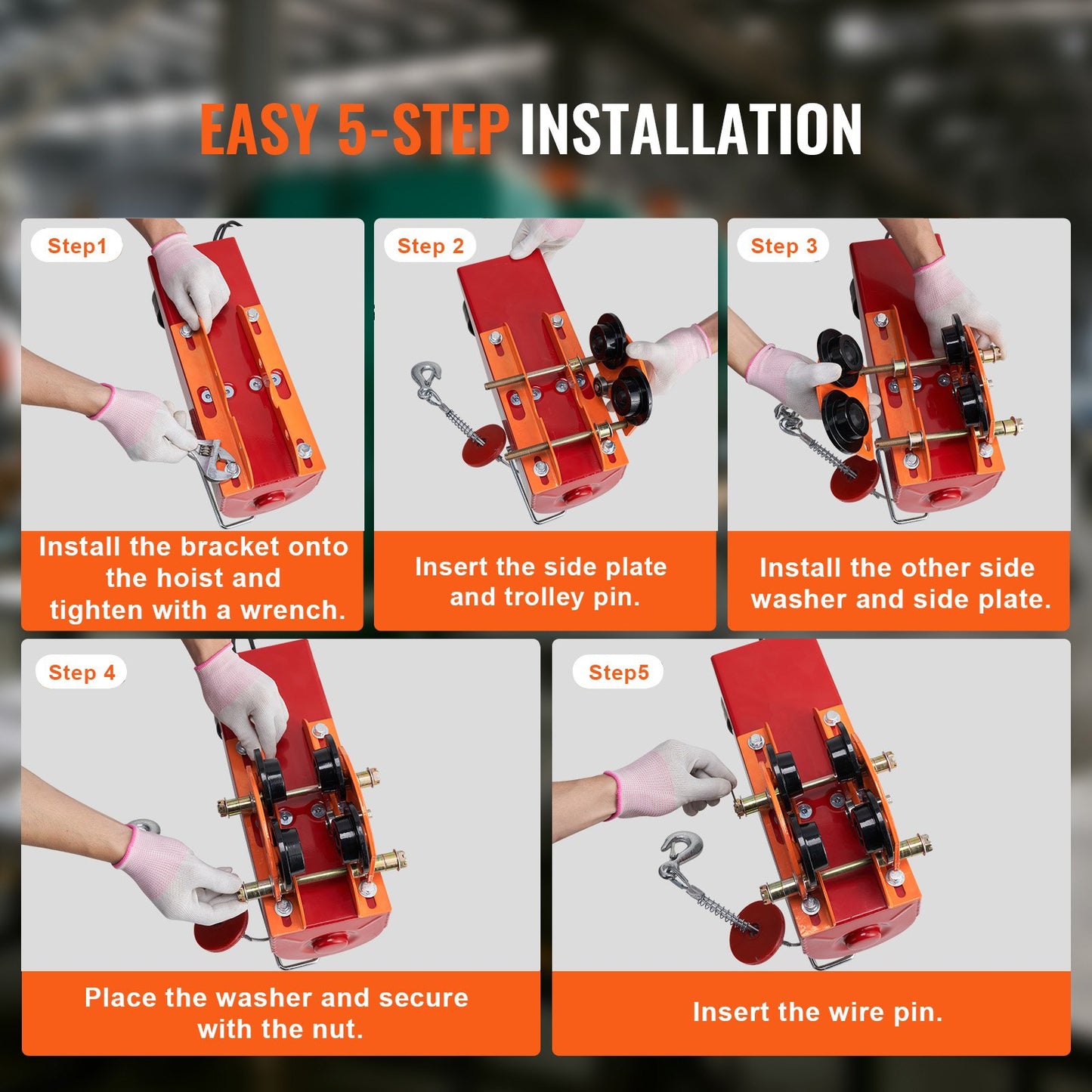 Electric Hoist Manual Trolley with Adjustable Width 1100 Lb Capacity for I-Beam Lifting