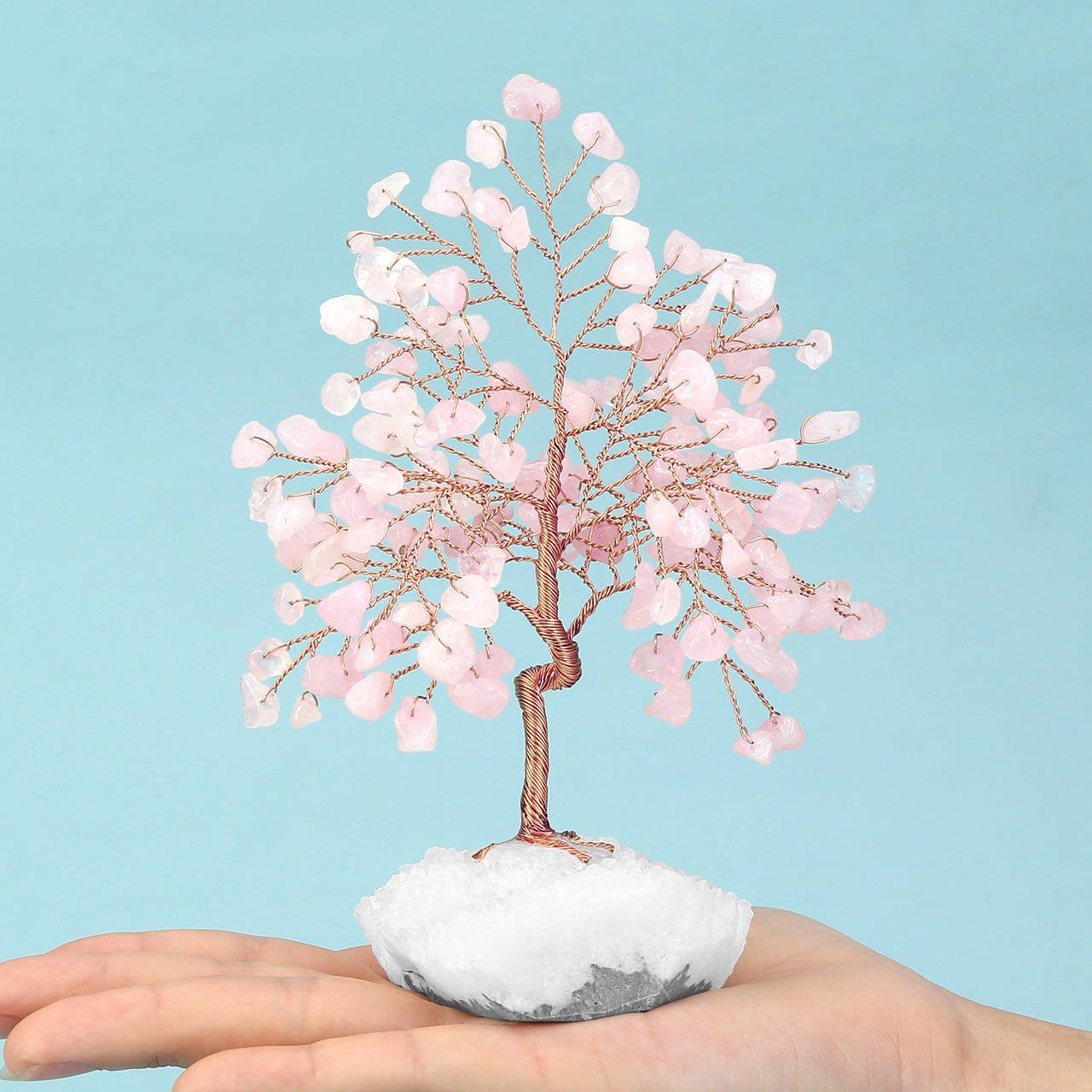Crystal Tree Ornament with Gravel Base - Small Decorative Winding Tree for Home & Garden