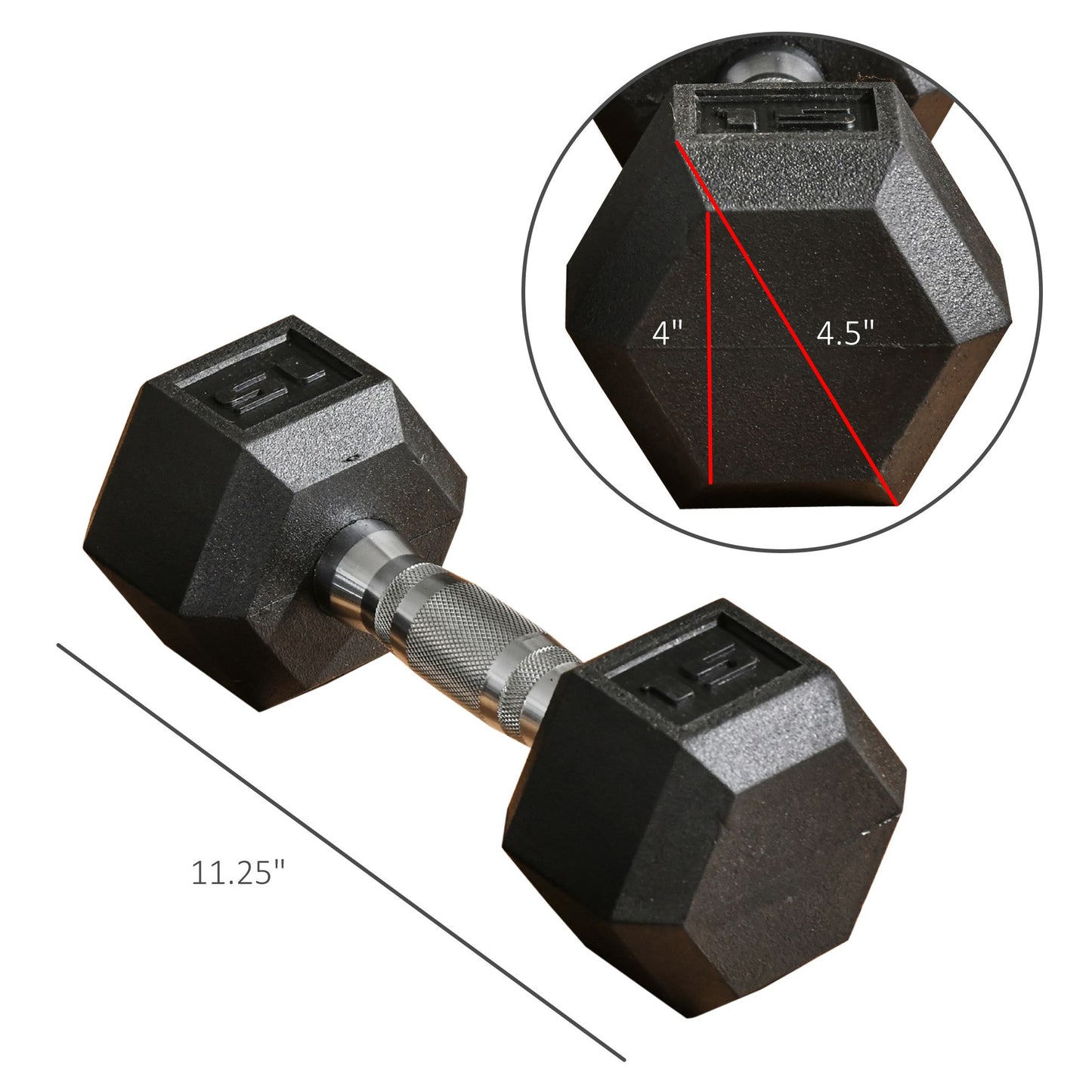 15 lbs Hex Dumbbell Set - Rubber Weights with Non-Slip Handles