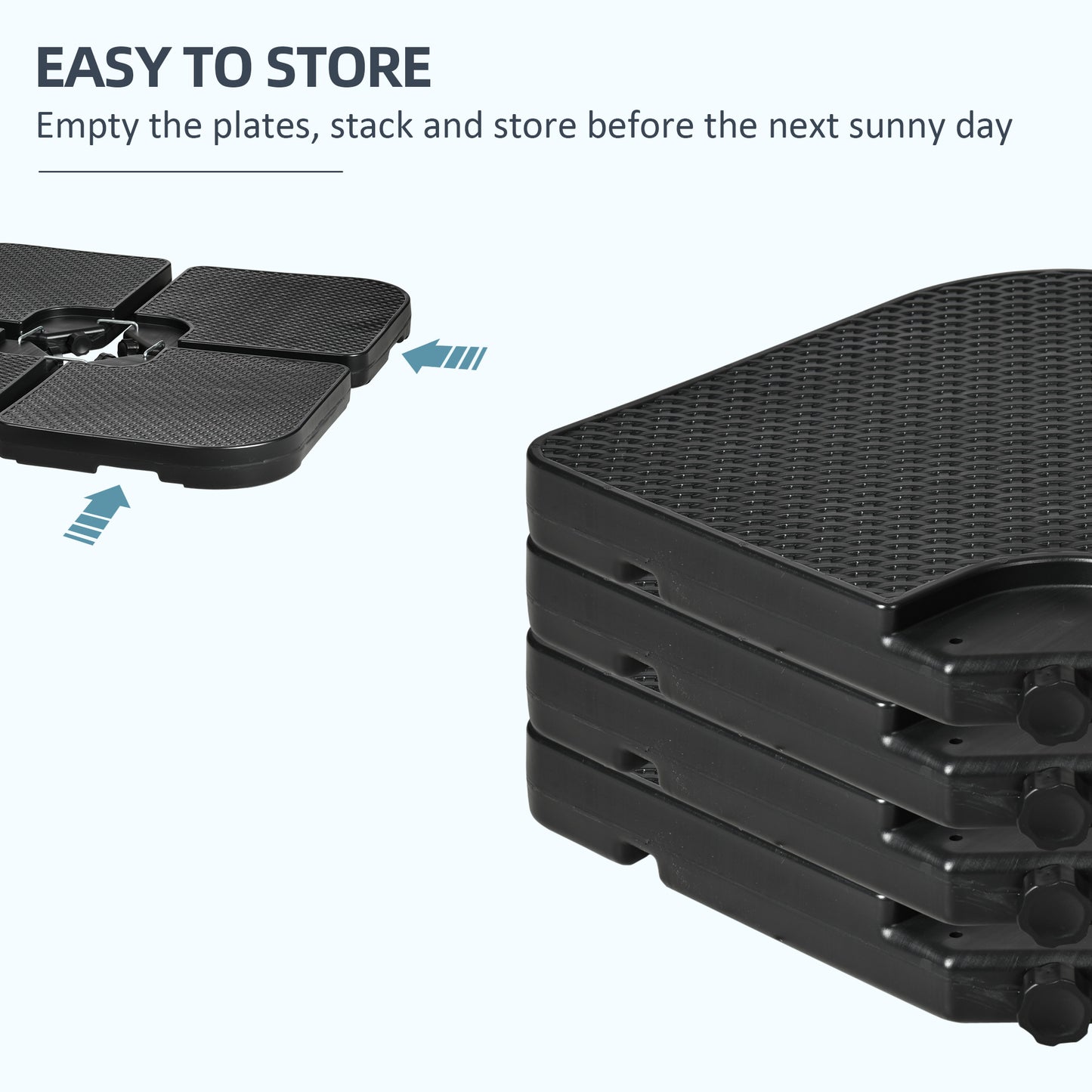 Cantilever Umbrella Base Weights - 4PCs Heavy Duty HDPE, Black