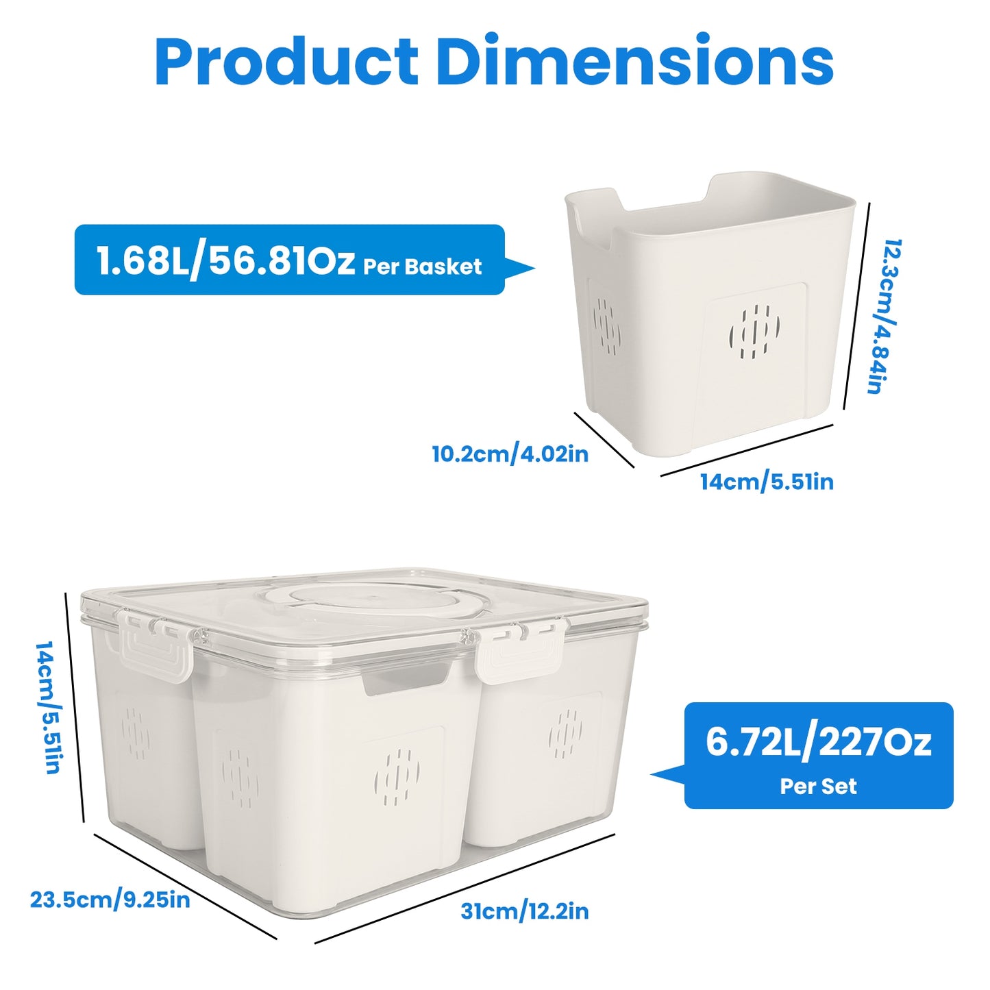 2-Pack Airtight Fruit Storage Containers with Colanders