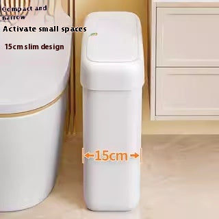 Large Capacity Bathroom Trash Can with Lid - Durable Plastic Waste Bin