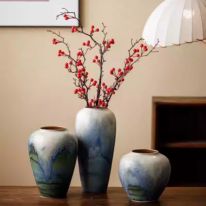 Chinese Style Ceramic Vase - Multiple Sizes & Set Options for Home Decor
