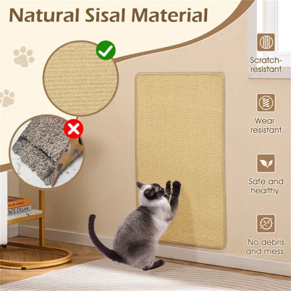 2-Pack Large Sisal Cat Scratching Mats 32x20 Inches - Rest & Play Pads for Indoor Cats