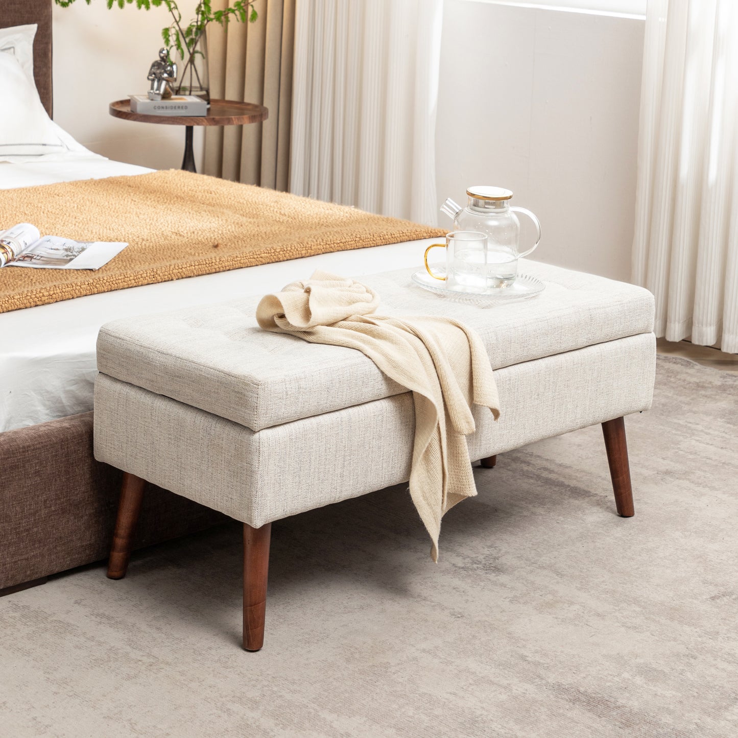 Storage Bench With For Bedroom End Of Bed Foot Entryway Ottoman 43.7W