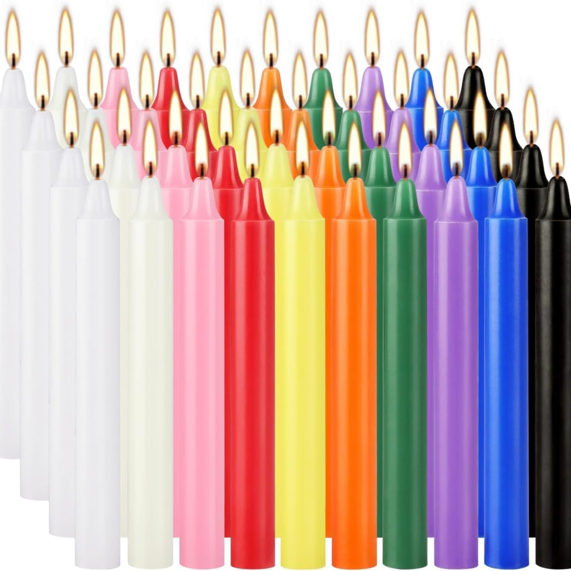 40 Pack Multi-Colored Spell Chime Candles - 4 Inch Unscented
