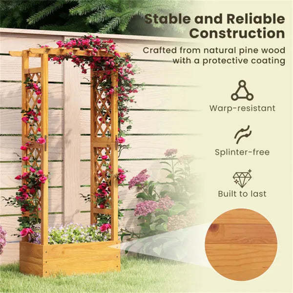 60-inch Elevated Wooden Garden Bed with Trellises and Roof Capacity Planter Box